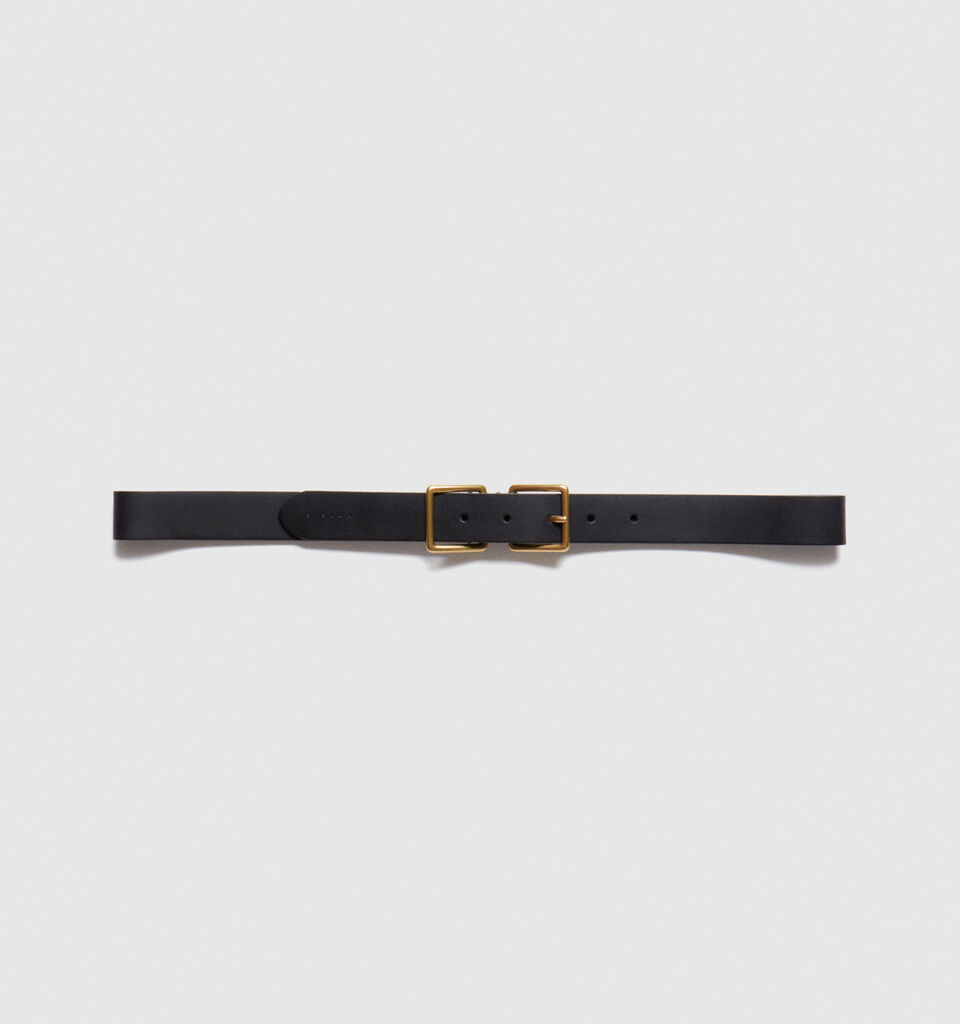 Leather belt with double buckle - women's belts - Black | Sisley image number 1